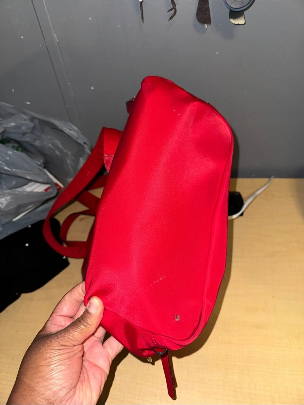 kate spade red nylon dome backpack